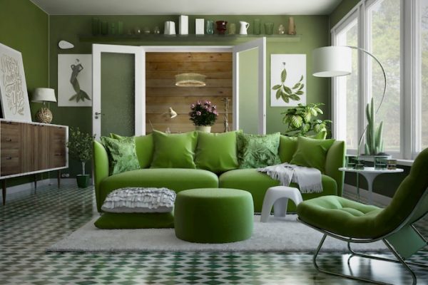 Comfy green living room furniture