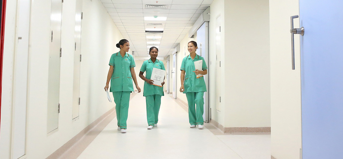 nurses in the hallway